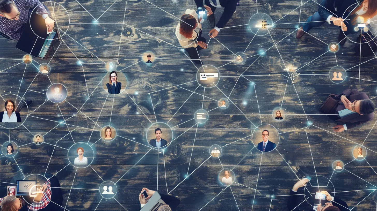 a group of professionals networking at a business event, exchanging ideas and building relationships to enhance their online presence.