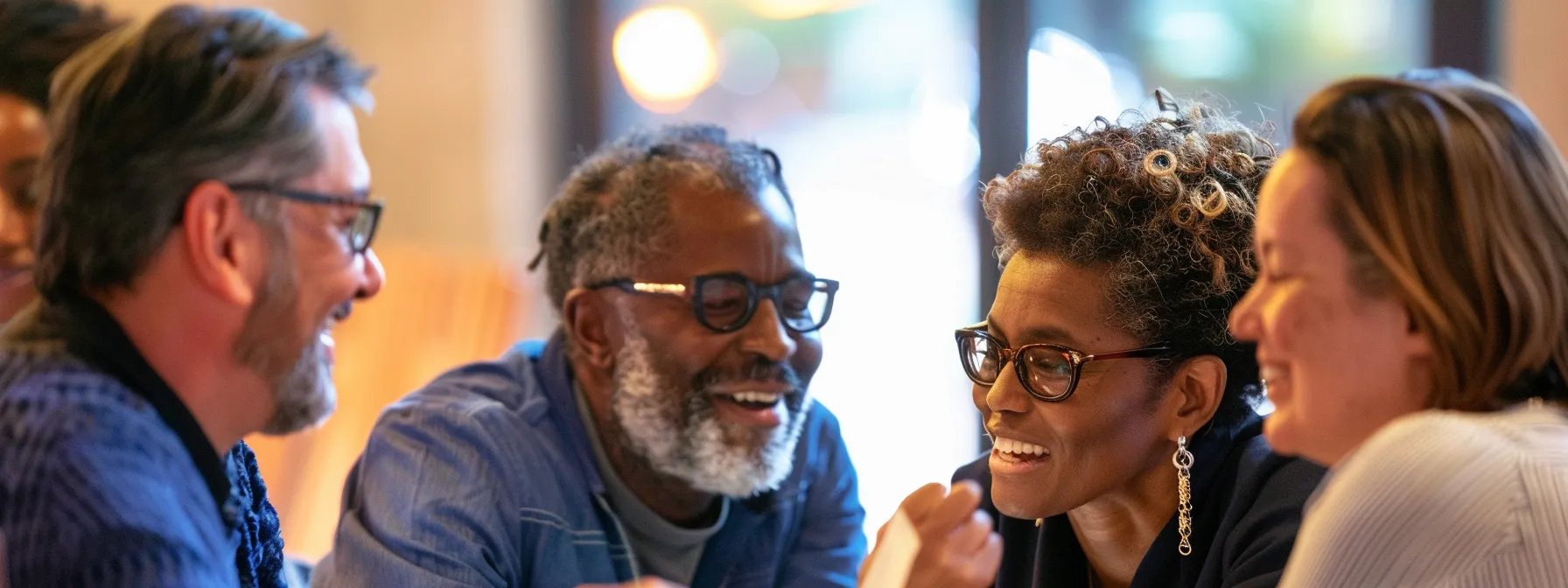 a group of diverse individuals engaging in a lively discussion at a community forum, exchanging valuable insights and building trust.