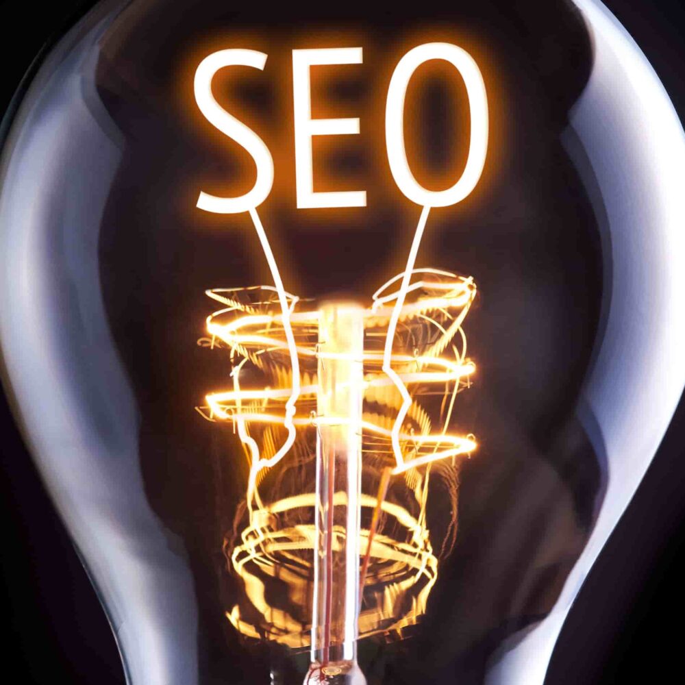 SEO text inside lightbulb